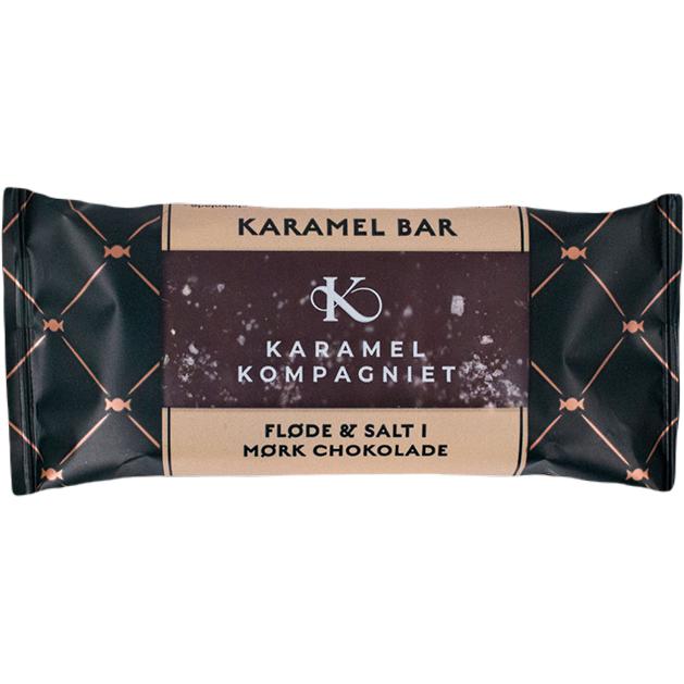 Karamel Kompeniet Caramel Bar, crema e sale in cioccolato fondente 50g