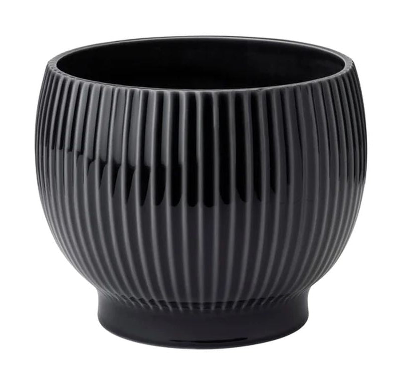 Knabstrup Keramik Flowerpot pyörillä Ø 14,5 cm, musta