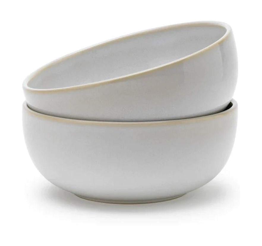 Knabstrup Keramik Tavola plade dybt sæt på 2 Ø 15 cm, hvid