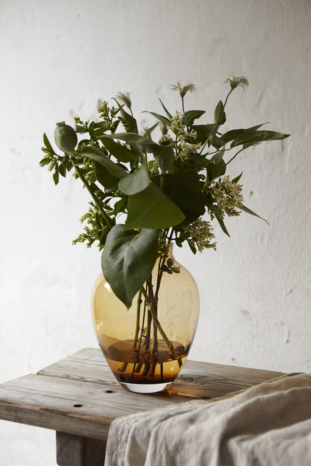 Knabstrup Keramik花瓶玻璃H 20厘米，琥珀色