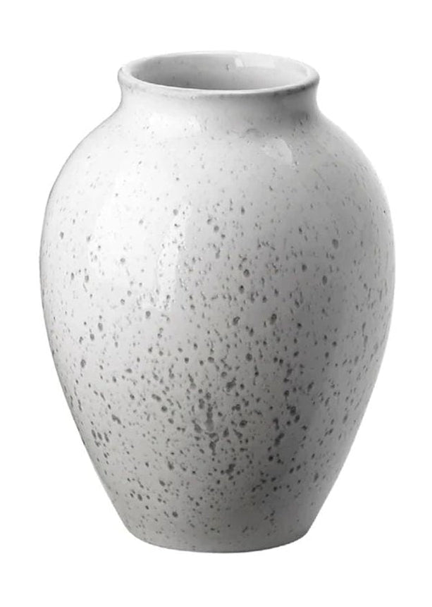 Knabstrup keramik vasi h 12,5 cm, hvítur/grár