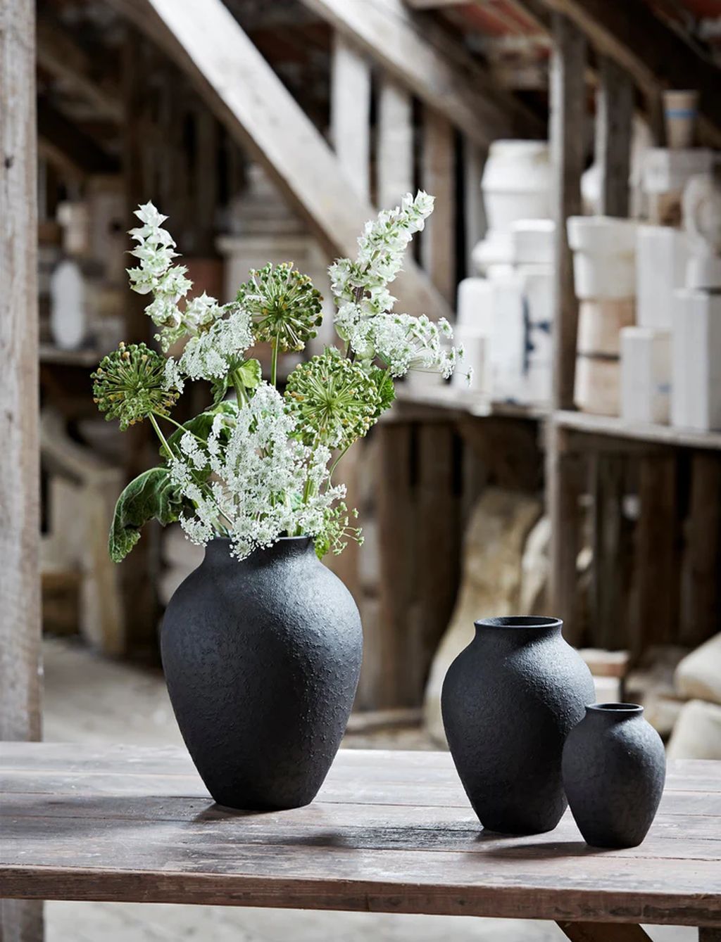 Knabstrup Keramik Vase H 20 cm, svart