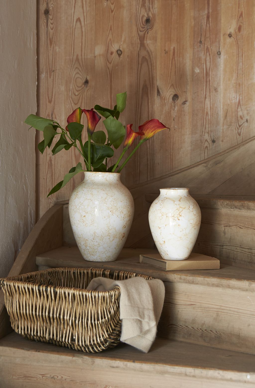 Knabstrup Keramik Vase natura h 20 cm, vit/brun