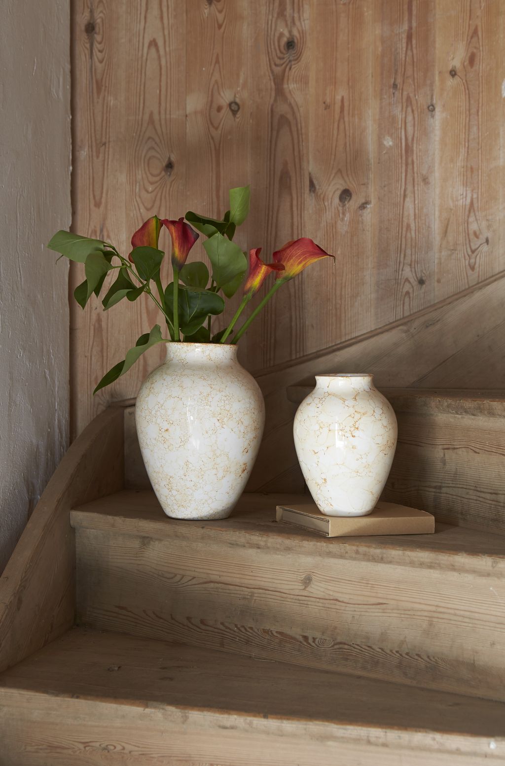 Knabstrup Keramik Vase Natura H 20 cm, hvid/brun