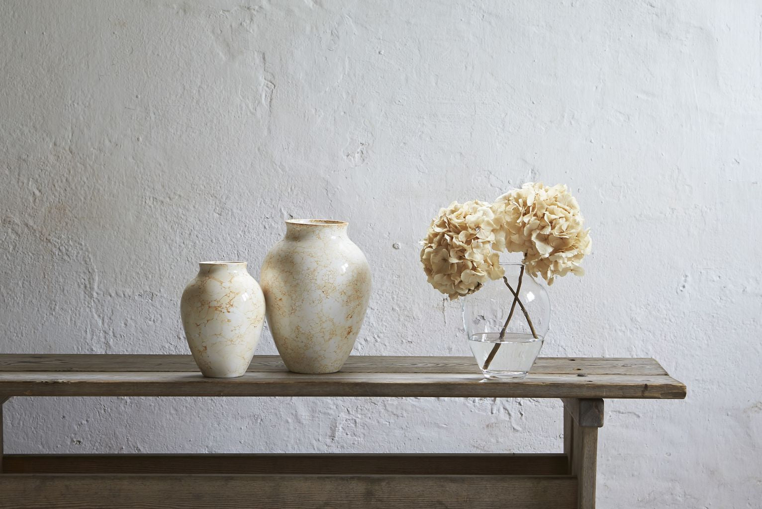 Knabstrup Keramik Vase natura h 20 cm, blanc / marron