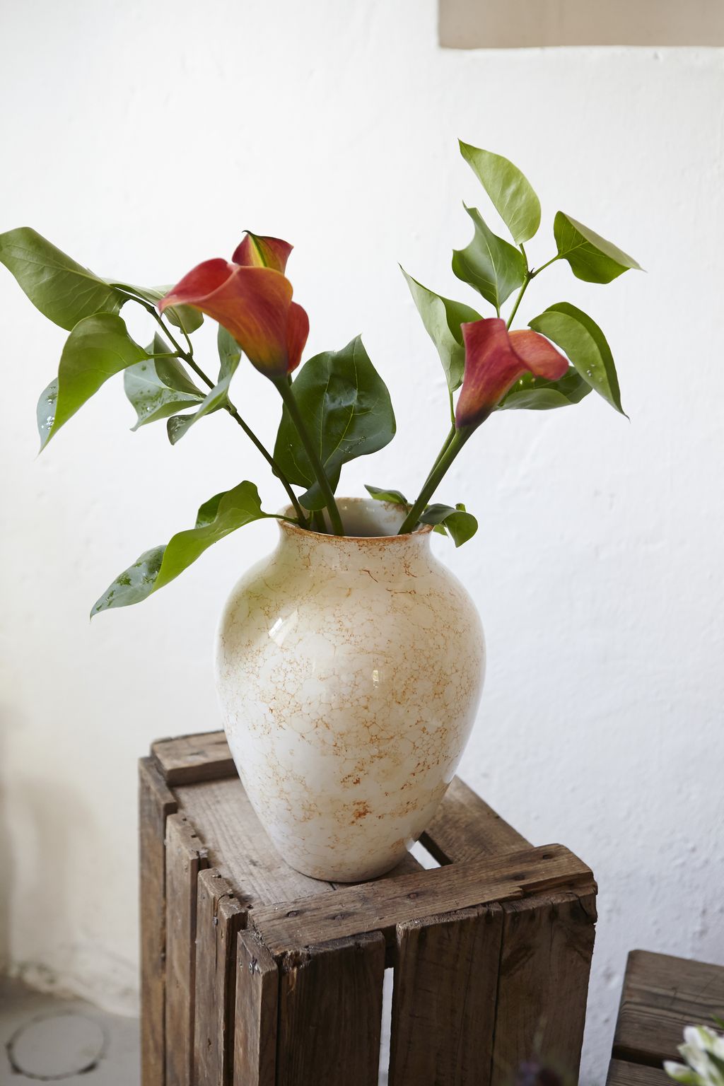Knabstrup Keramik Vase Natura H 20 cm, blanco/marrón