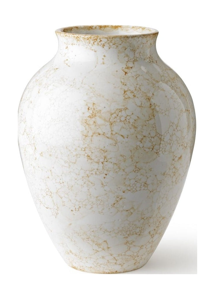 Knabstrup Keramik Vaas natura h 27 cm, wit/bruin