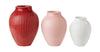 Knabstrup Keramik Vase With Grooves Set Of 3 11/9,5/8 Cm, Bordeaux/Pink/White