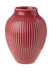 Knabstrup Keramik Vase mit Rillen H 12,5 Cm, Bordeaux