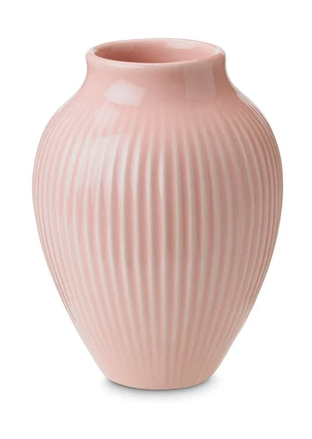 Knabstrup Keramik Vaas met groeven H 12,5 cm, roze