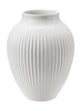 Knabstrup Keramik Vaas met groeven H 12,5 cm, wit
