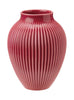 Knabstrup Keramik Vase mit Rillen H 20 Cm, Bordeaux
