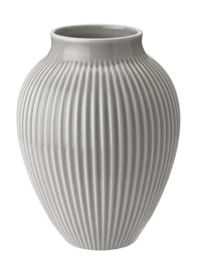 Knabstrup Keramik Vase With Grooves H 20 Cm, Grey