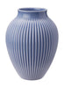 Knabstrup Keramik Vase With Grooves H 20 Cm, Lavender Blue
