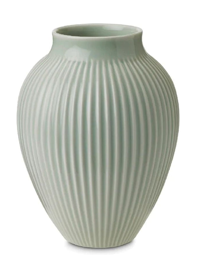 Knabstrup Keramik Vaas met groeven h 20 cm, mint groen