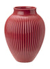 Knabstrup Keramik Vase avec rainures h 27 cm, bordeaux