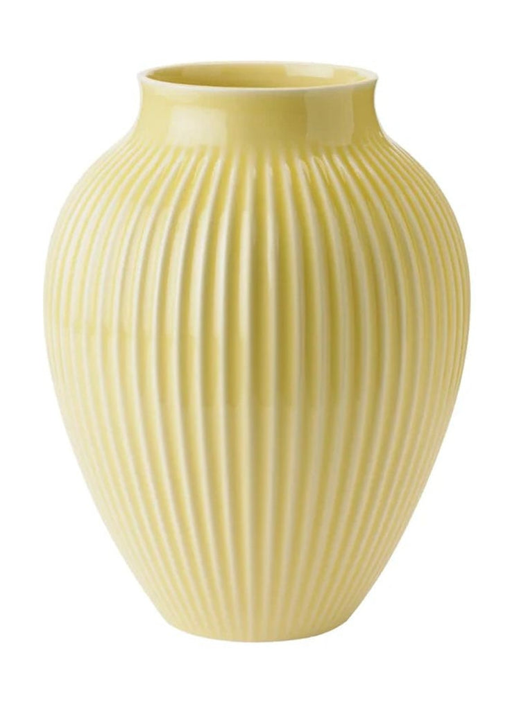 Knabstrup Keramik Vaas met groeven h 27 cm, geel