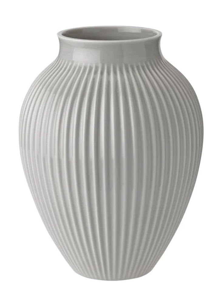 Knabstrup Keramik Vaas met groeven H 27 cm, grijs