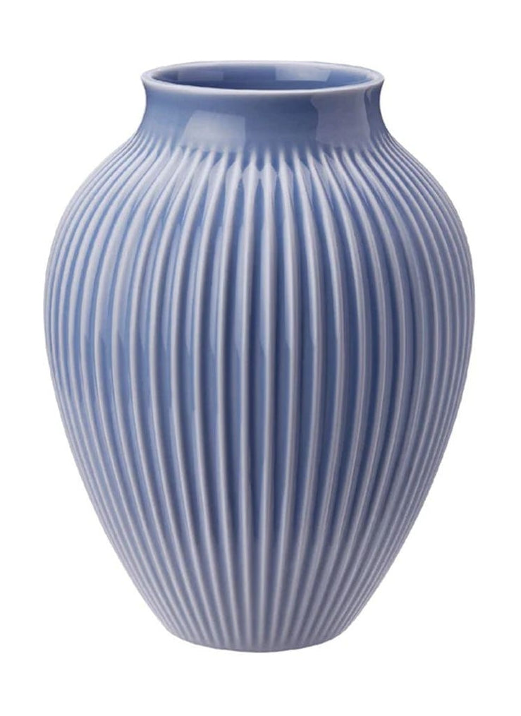Knabstrup Keramik Vaas met groeven H 27 cm, lavendelblauw