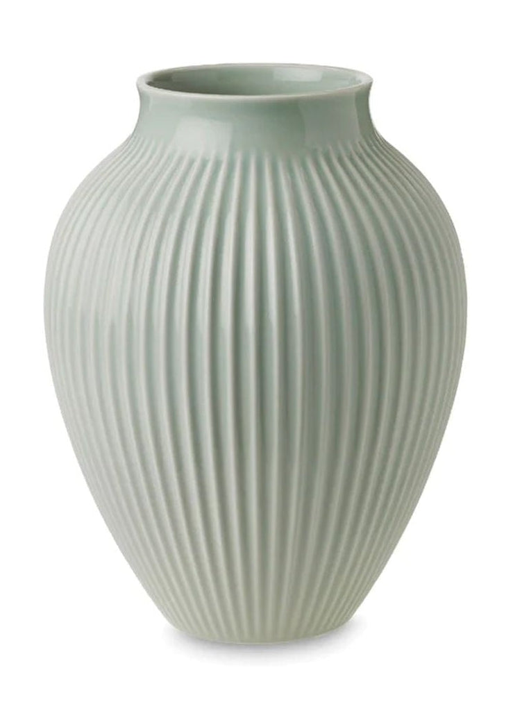 Knabstrup Keramik Vase med riller H 27 cm, myntgrøn