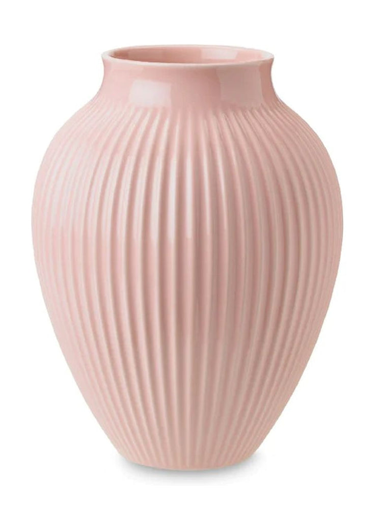 Knabstrup Keramik Vase med riller H 27 cm, lyserød