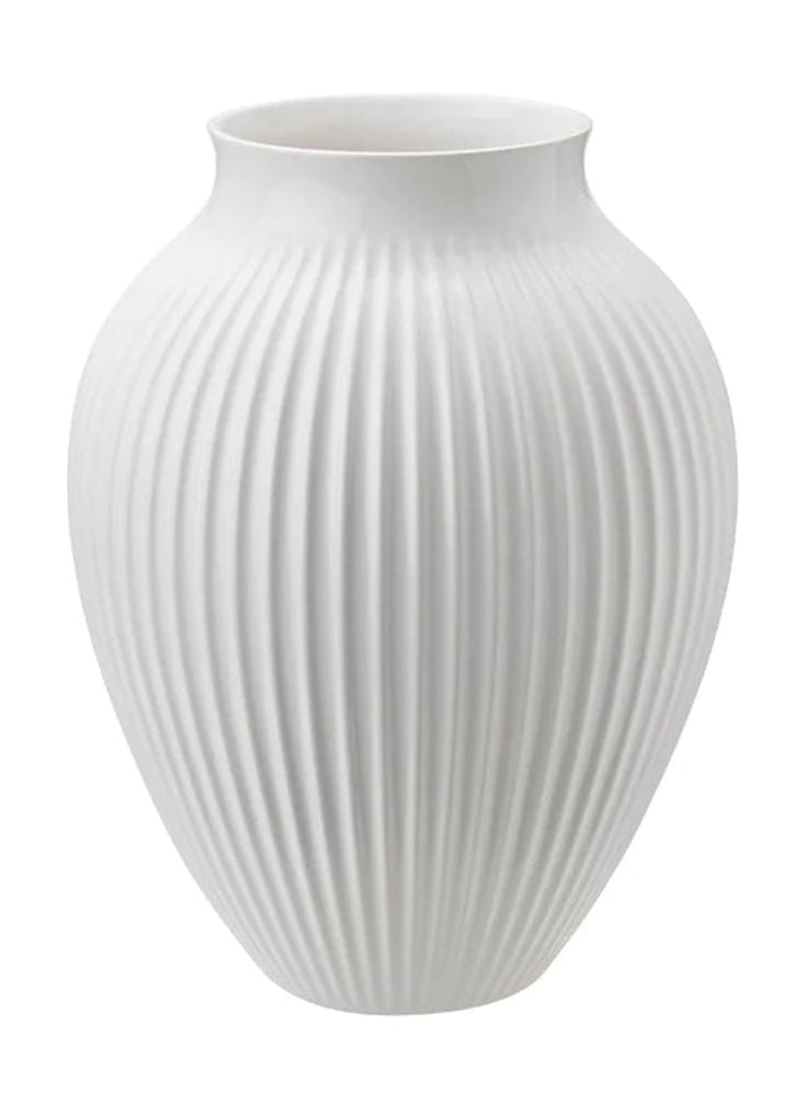 Knabstrup Keramik Vaas met groeven h 27 cm, wit