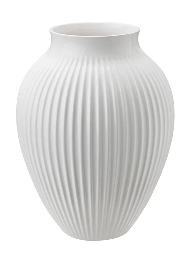 Knabstrup Keramik Vase With Grooves H 35 Cm, White