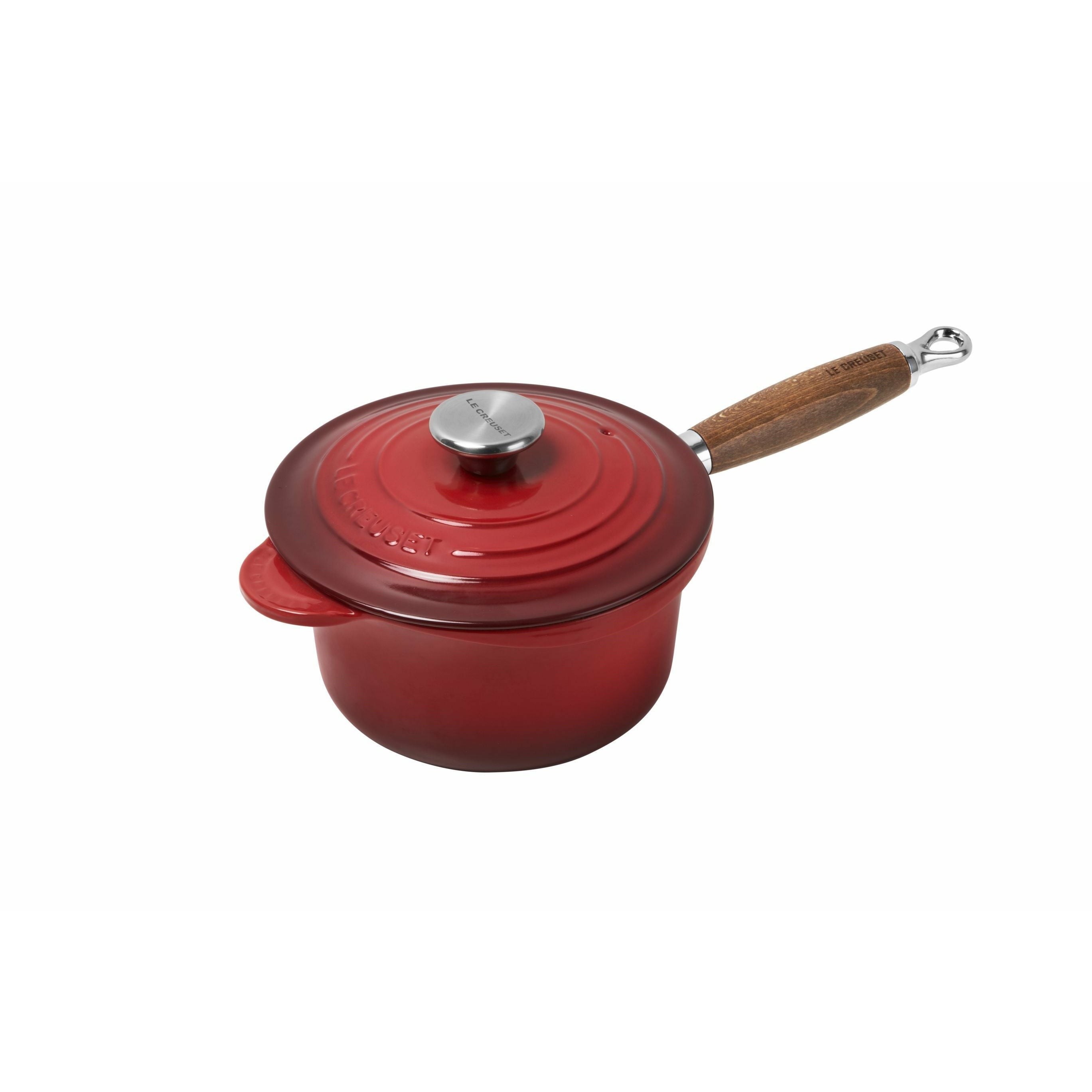 Le Creuset传统专业锅，带有木制手柄18厘米，樱桃红色