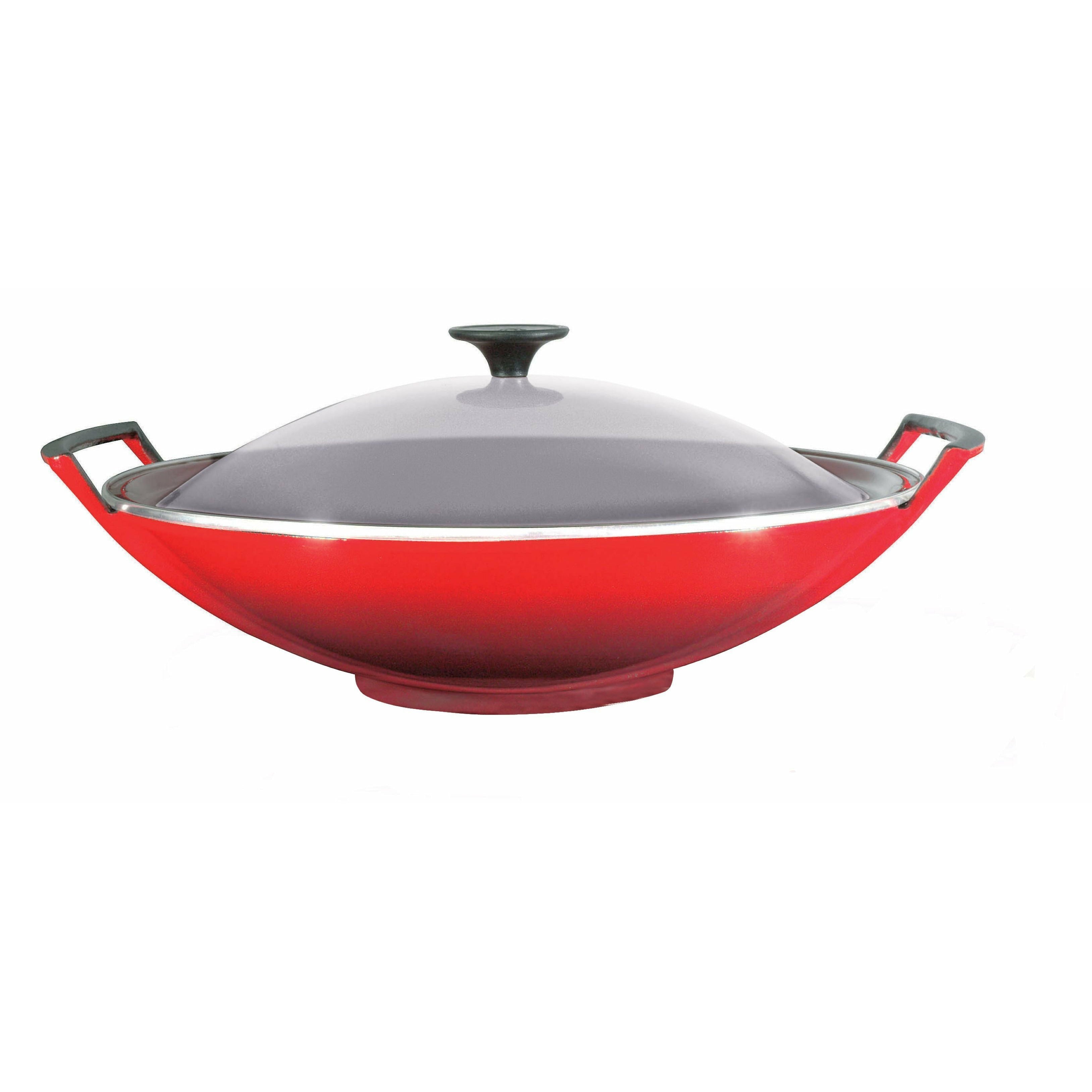 Le Creuset wok með glerlok 36 cm, kirsuberja rauður