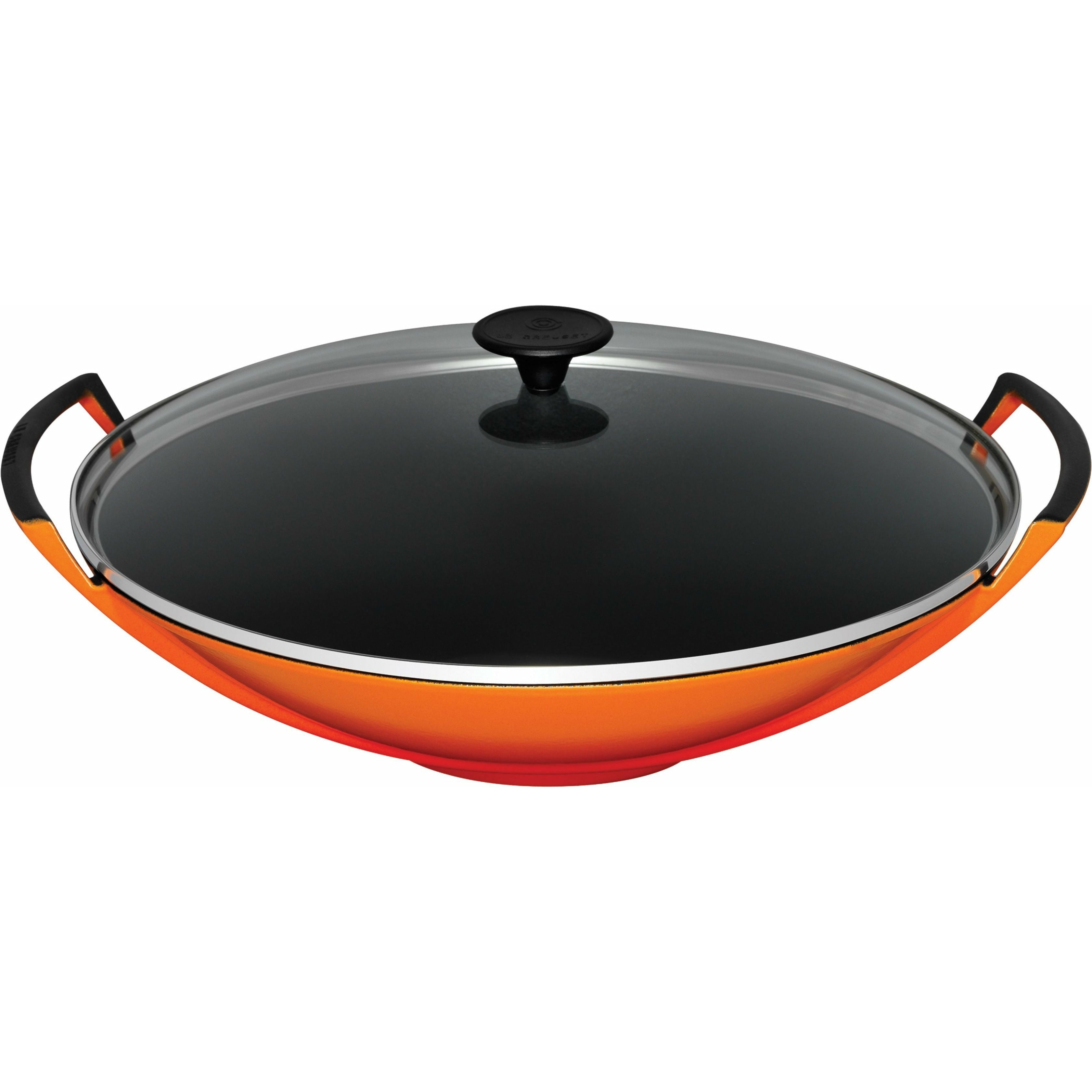 Le creuset wok med glass lokk 36 cm, ovn rød