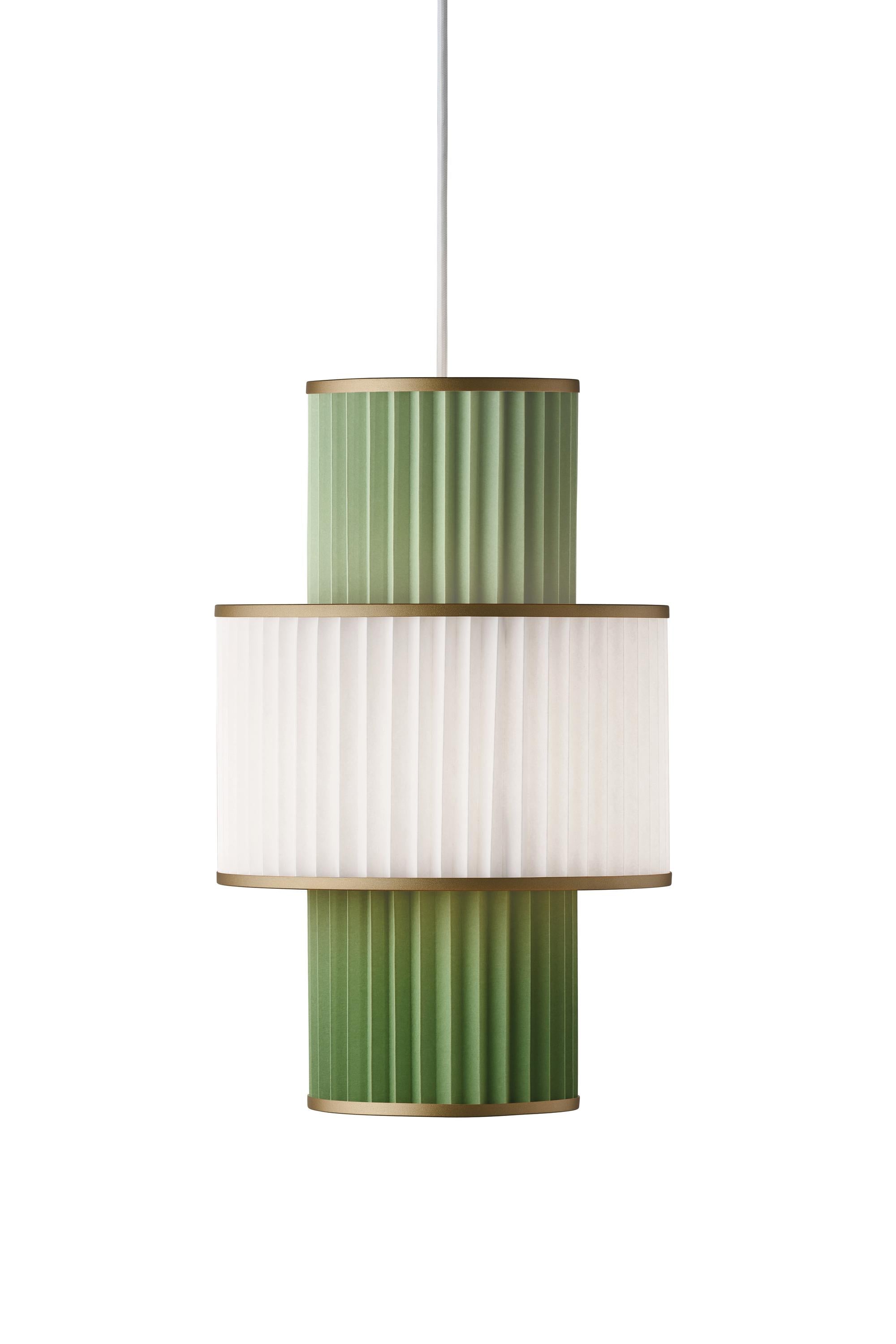 Le Klint Plivello -ophængslamp Gylden/hvid/lysegrøn med 3 nuancer (S M S)