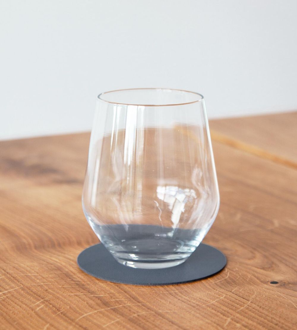 Lind Dna Circle Glass Coaster Nupo leer, donkerblauw