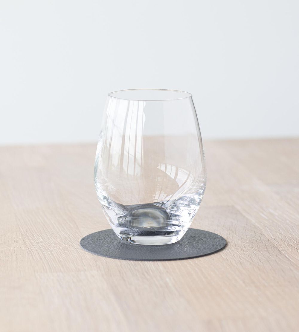 Lind DNA Circle Glass Coaster in pelle serena, antracite
