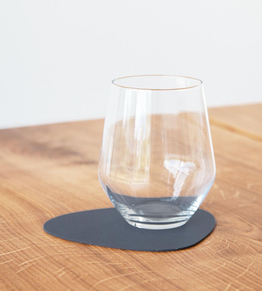 Lind Dna Curve Glass Coaster Nupo leer, donkerblauw