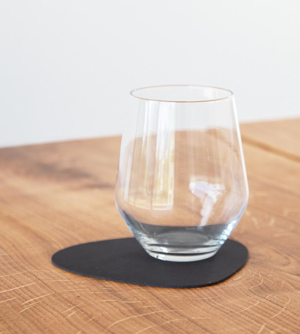 Lind Dna Curve Glass Coaster Nupo Leather, Dark Brown