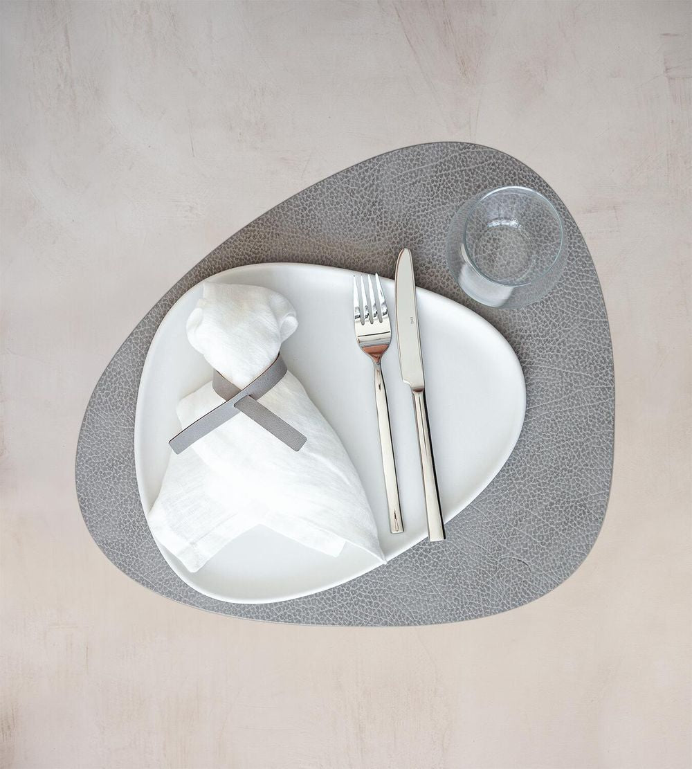 Lind Dna Curve Placemat Hippo Leather L, Anthracite Grey
