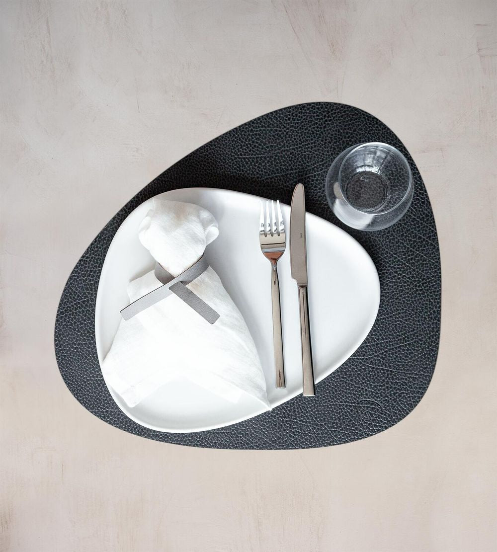 Lind Dna Courbe Placemat Hippo Leather L, anthracite noir