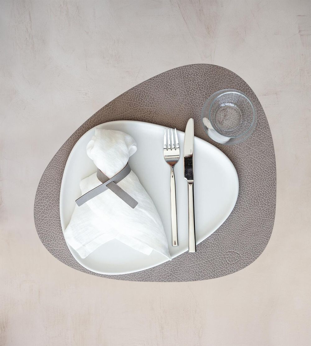 Lind Dna Courbe Placemat Hippo Leather L, gris chaud