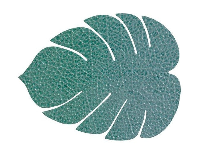 Lind Dna Leaf Glass Coaster Hippo Leather, Pastel Green