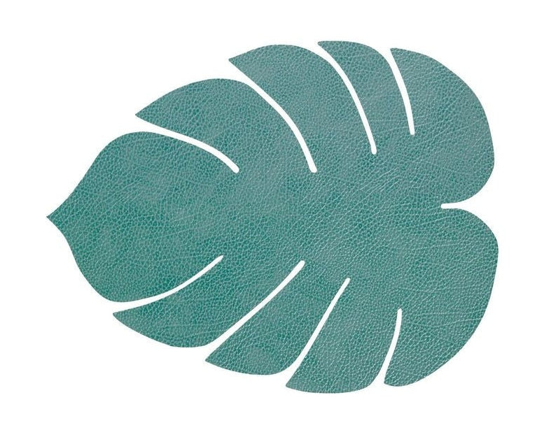 Lind Dna Leaf Placemat Hippo Leather S, Green pastel
