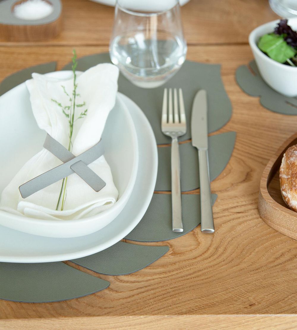Lind Dna Placemat de feuille Nupo Leather L, Armygreen