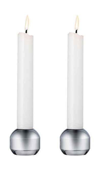 Lind Dna Silhouette 34 Candle Holder Set Of 2, Chrome