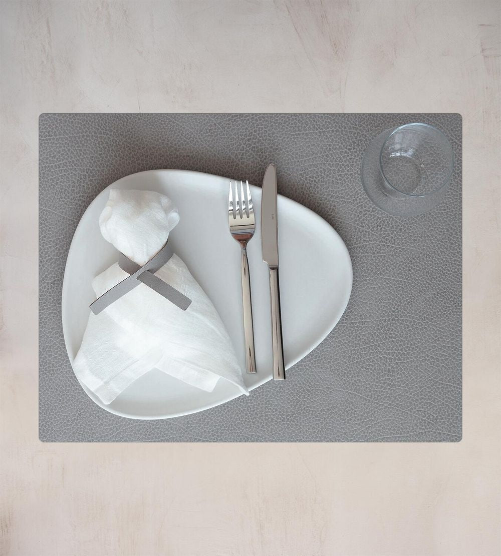 Lind Dna Square Placemat Hippo Leather L, Anthracite Gray