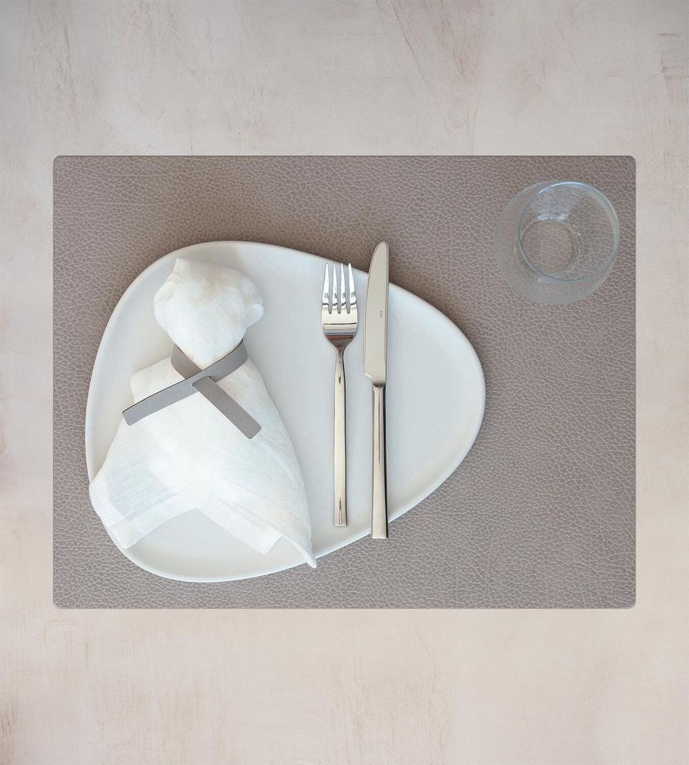 Lind Dna Quadratisches Tischset Hippo Leder L, Weiß Grau