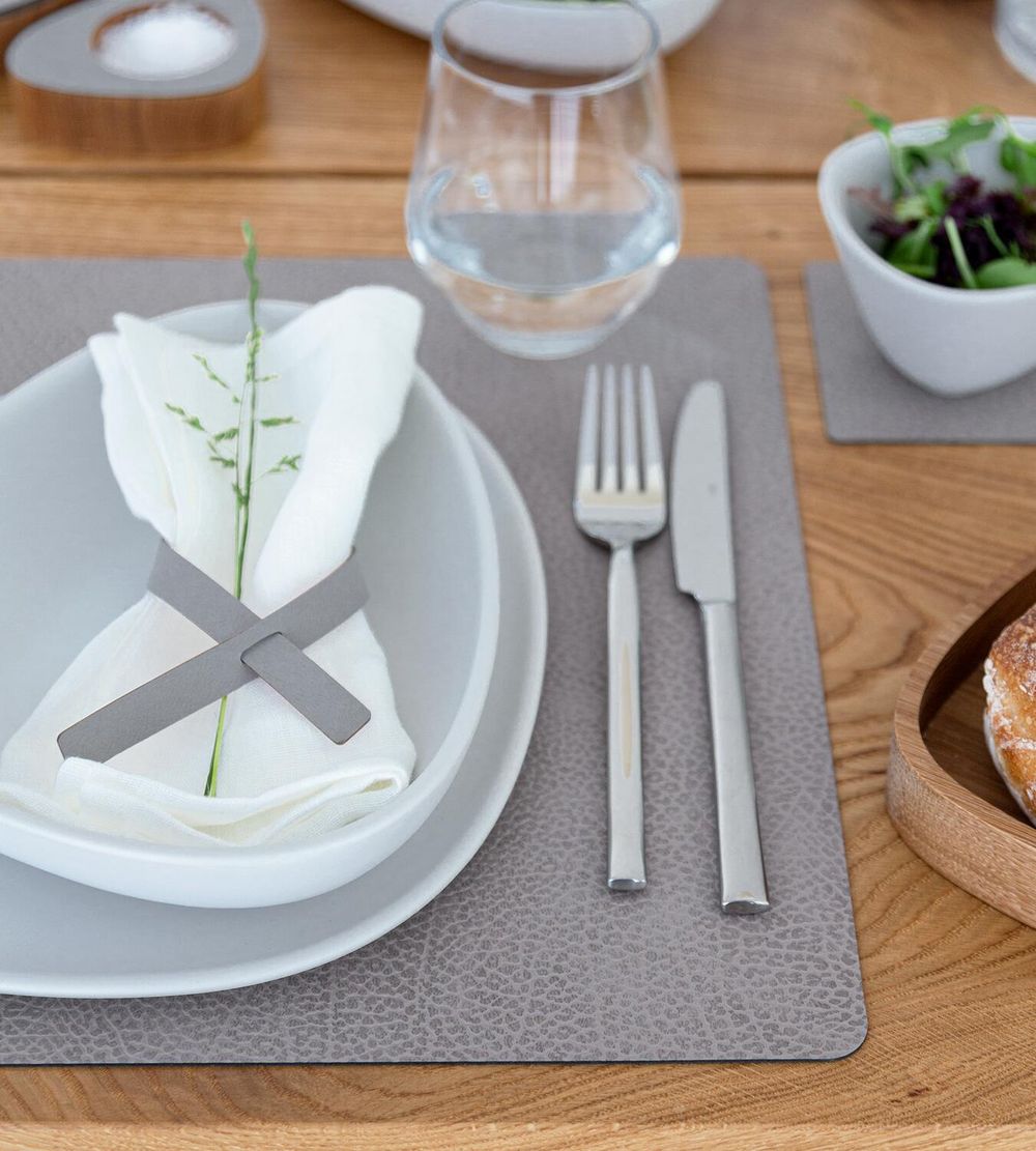 Lind Dna Square Placemat Hippo Leather L, White Grey