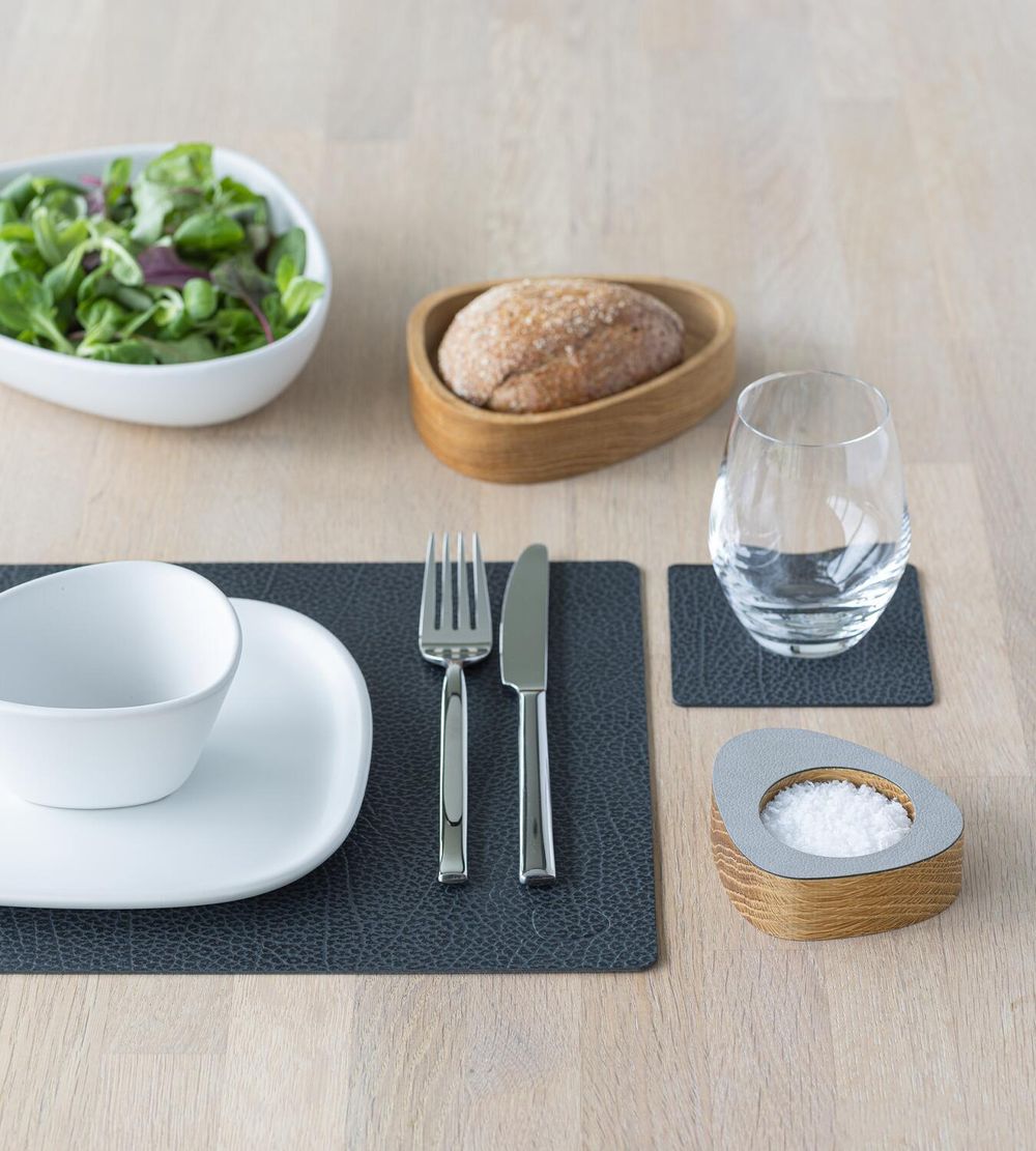 Lind Dna Square Placemat Hippo Leather M, Black Anthracite