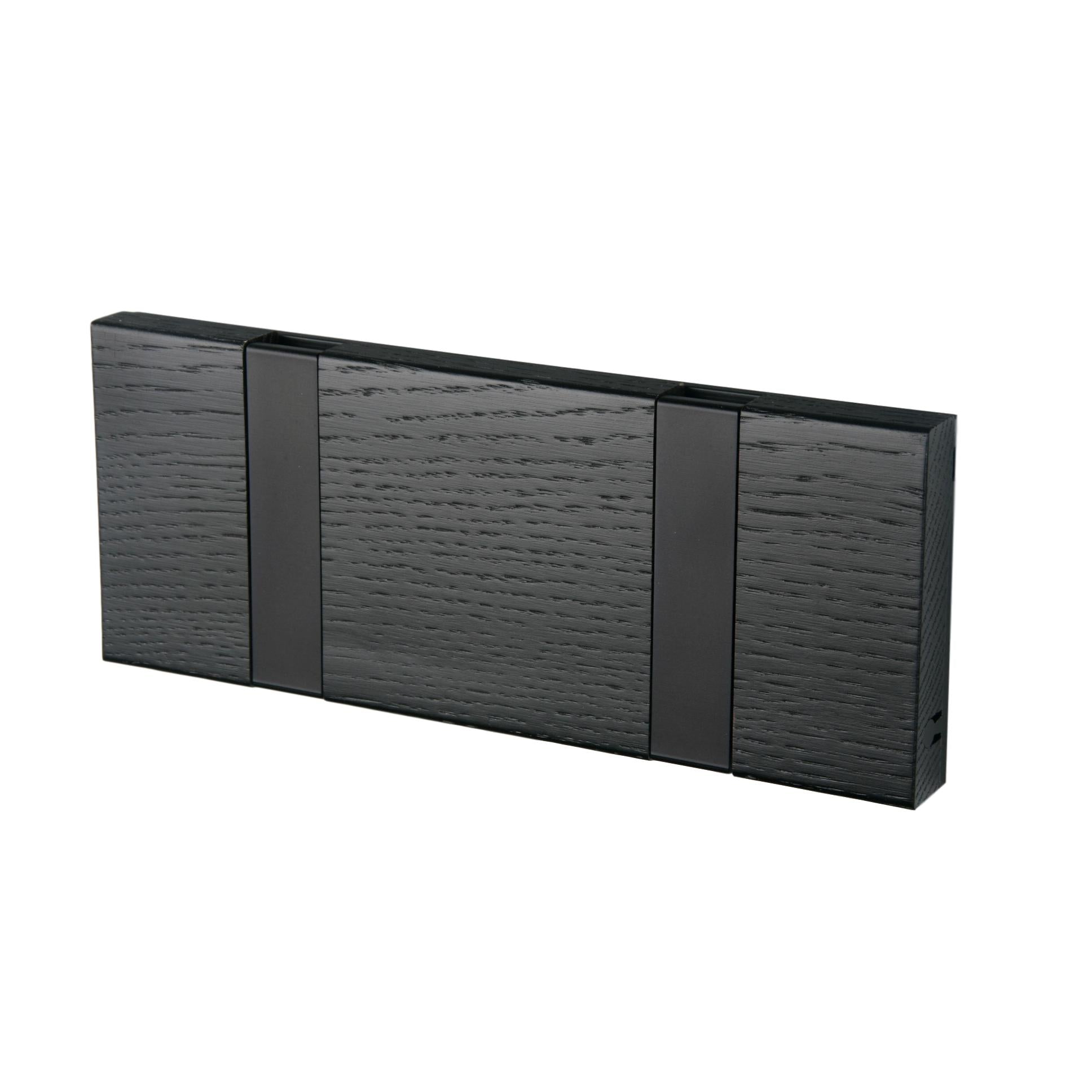 Loca Knax horizontale cut -rack 2 haken, eiken zwart gekleurd/zwart