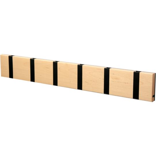 Loca Knax horizontale cut -rack 6 haken, berkenzeep/zwart