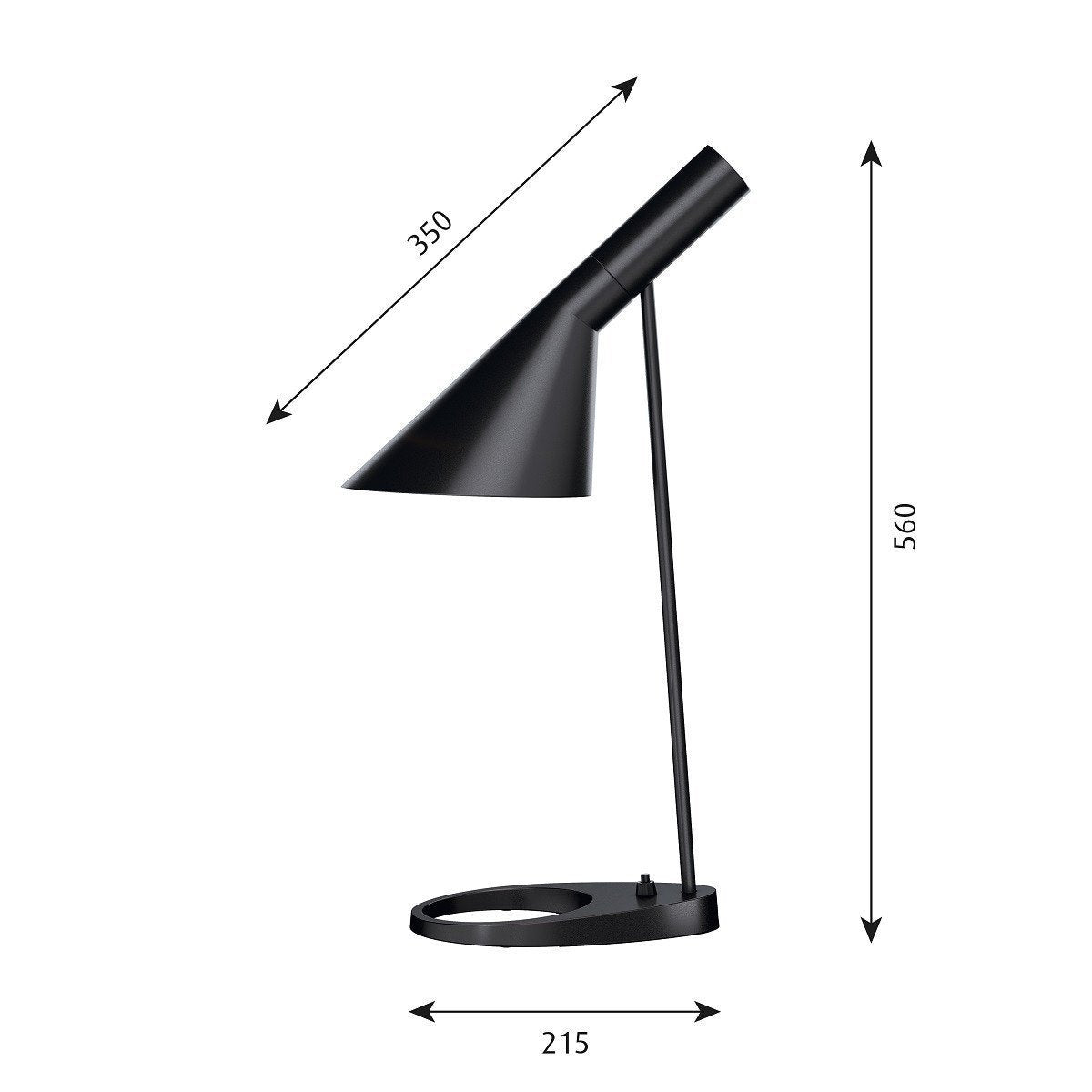 Lámpara de mesa de Louis Poulsen AJ V3, negro