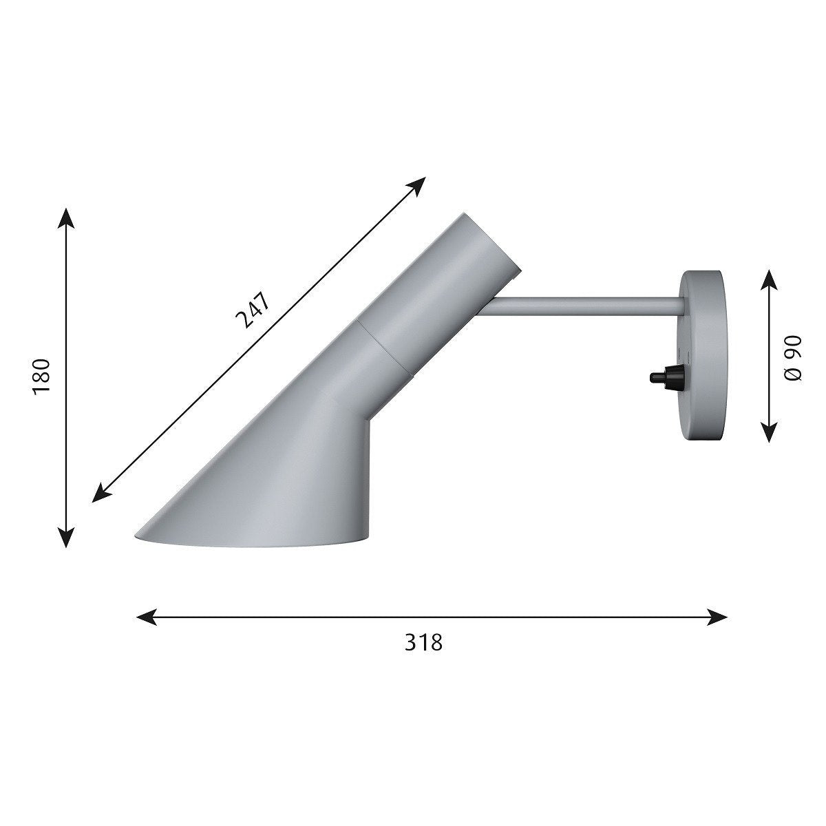 Lámpara de pared de Louis Poulsen AJ V3, gris claro
